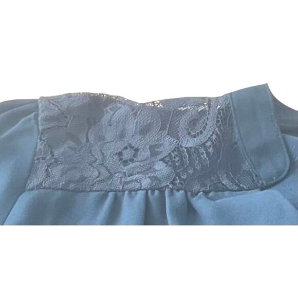 FORTUNE+IVY LONG SLV, V-NECK, LACE SHOULDER BLOUSE, WOMENS, XL, NAVY BLUE - Picture 7 of 12